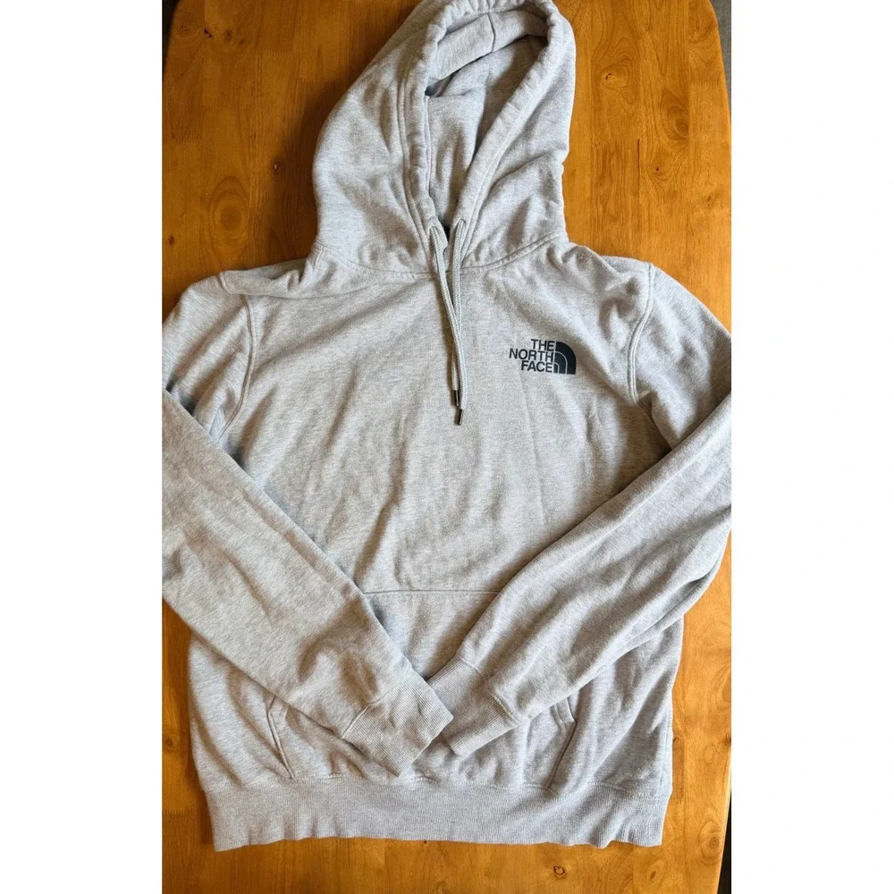 The North Face Mens Box Logo Pullover Hoodie Heather Grey Large 0079